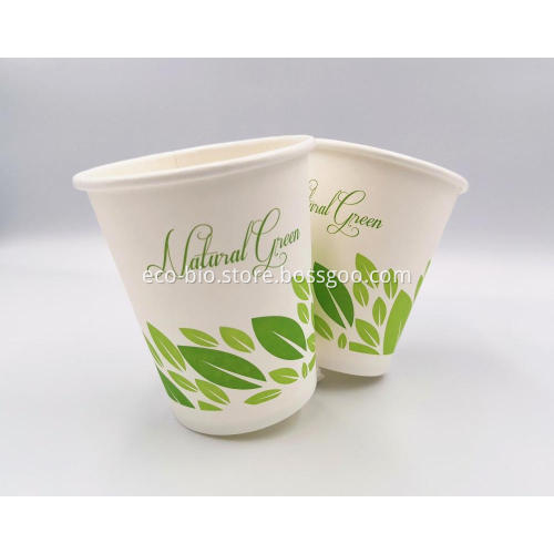 PLA Cecair Disposable Compostable Coffee Ripple Cups 8oz